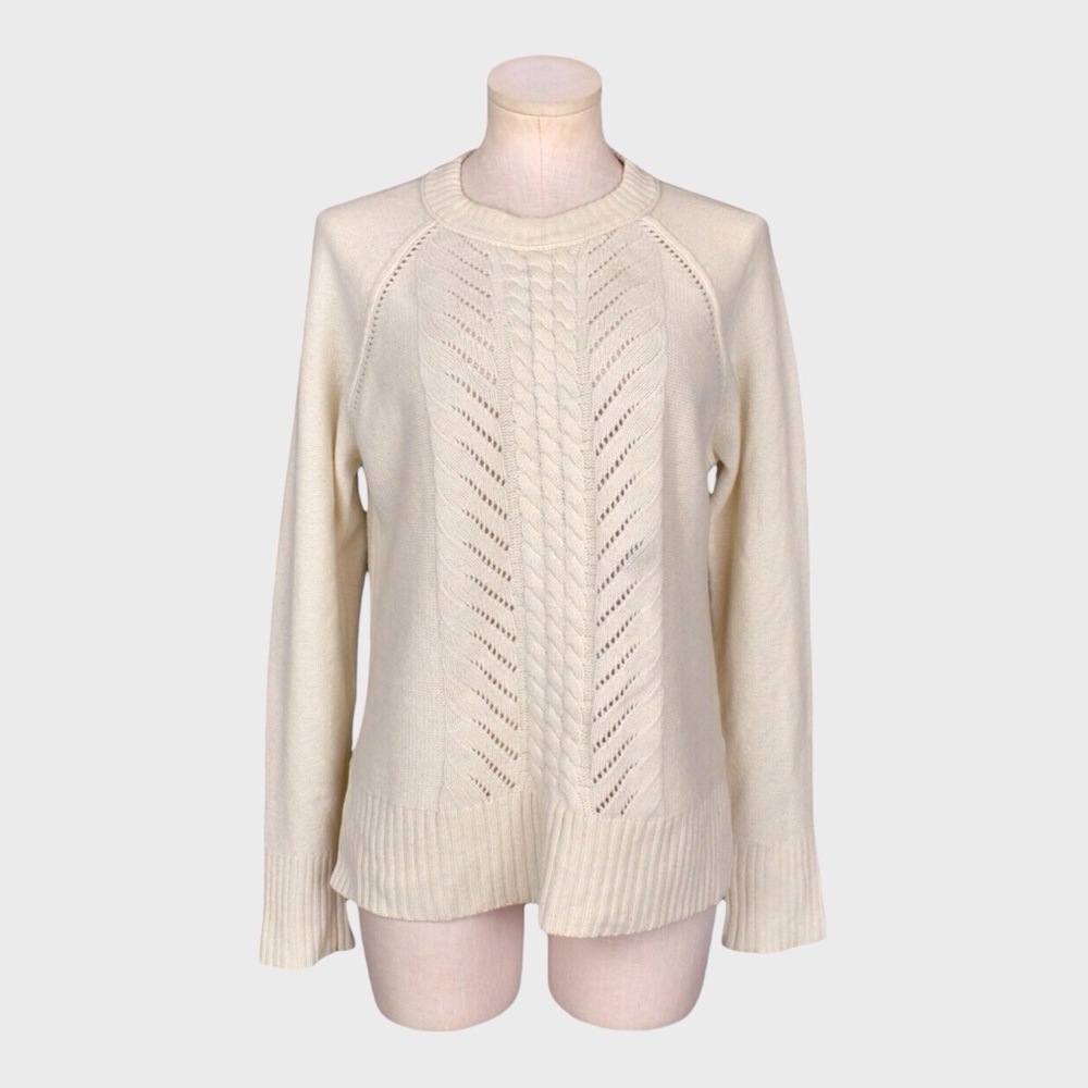 J Crew 100% Wool Cable Knit Crewneck Sweater